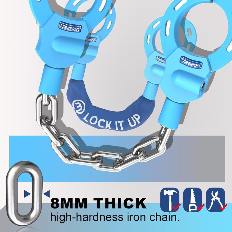Mezelon Electric Scooter Lock, 8mm Chain Lock Bike Locks Heavy Duty Anti Theft with 3 Keys for E-Bike/Electric Scooters - Image 4